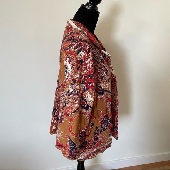 Anthropologie Moth Paisley Intarsia Sweater Knit Cardigan Cotton Blend Jacket M - Picture 8 of 12